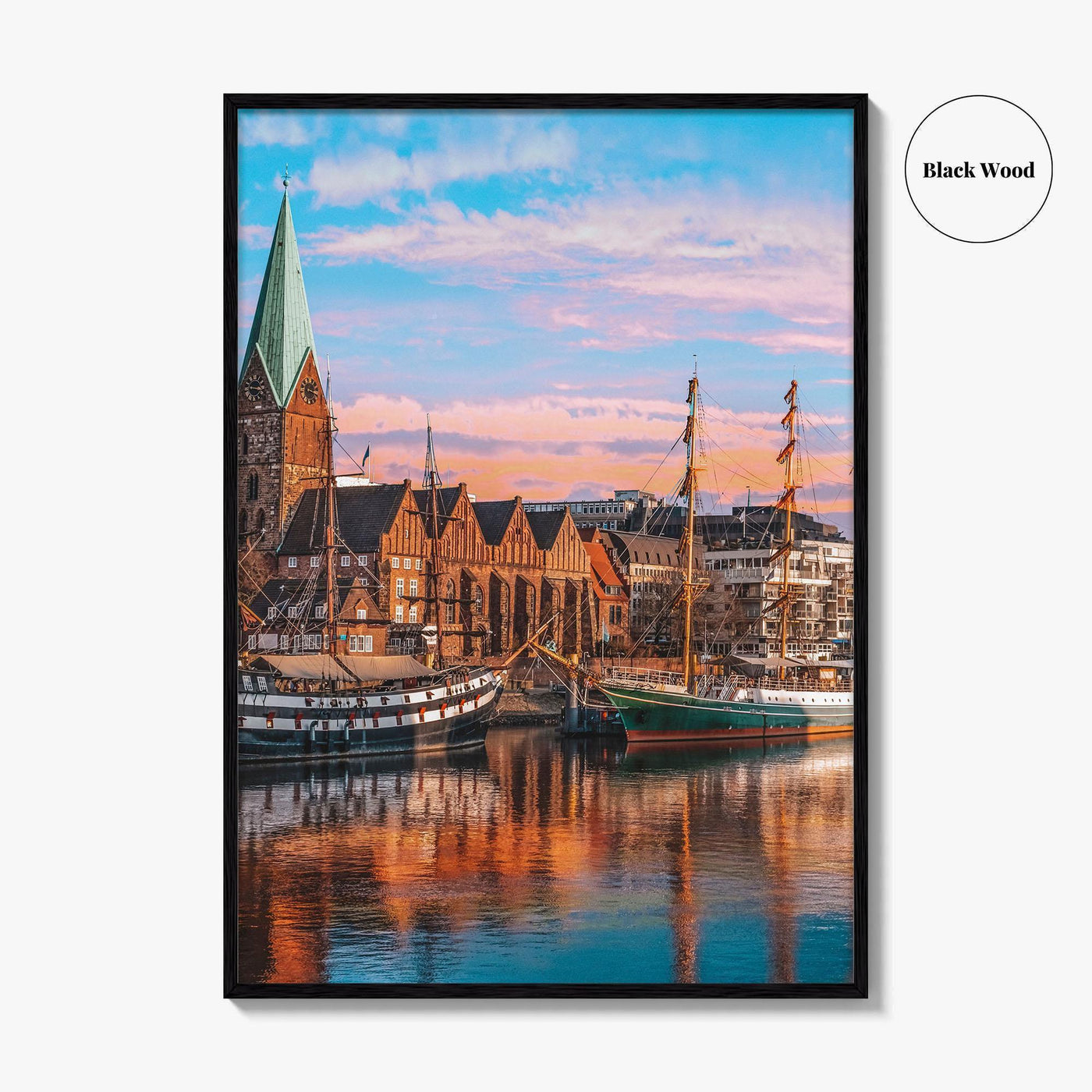 Bremen Fine Art Photo Print, Weser River, Schlachte Promenade, Tall Ships, Germany Poster