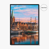 Bremen Fine Art Photo Print, Weser River, Schlachte Promenade, Tall Ships, Germany Poster