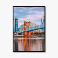 Cincinnati Skyline Fine Art Photo Print, Downtown, Ohio River Bridge, OH USA Wall Poster