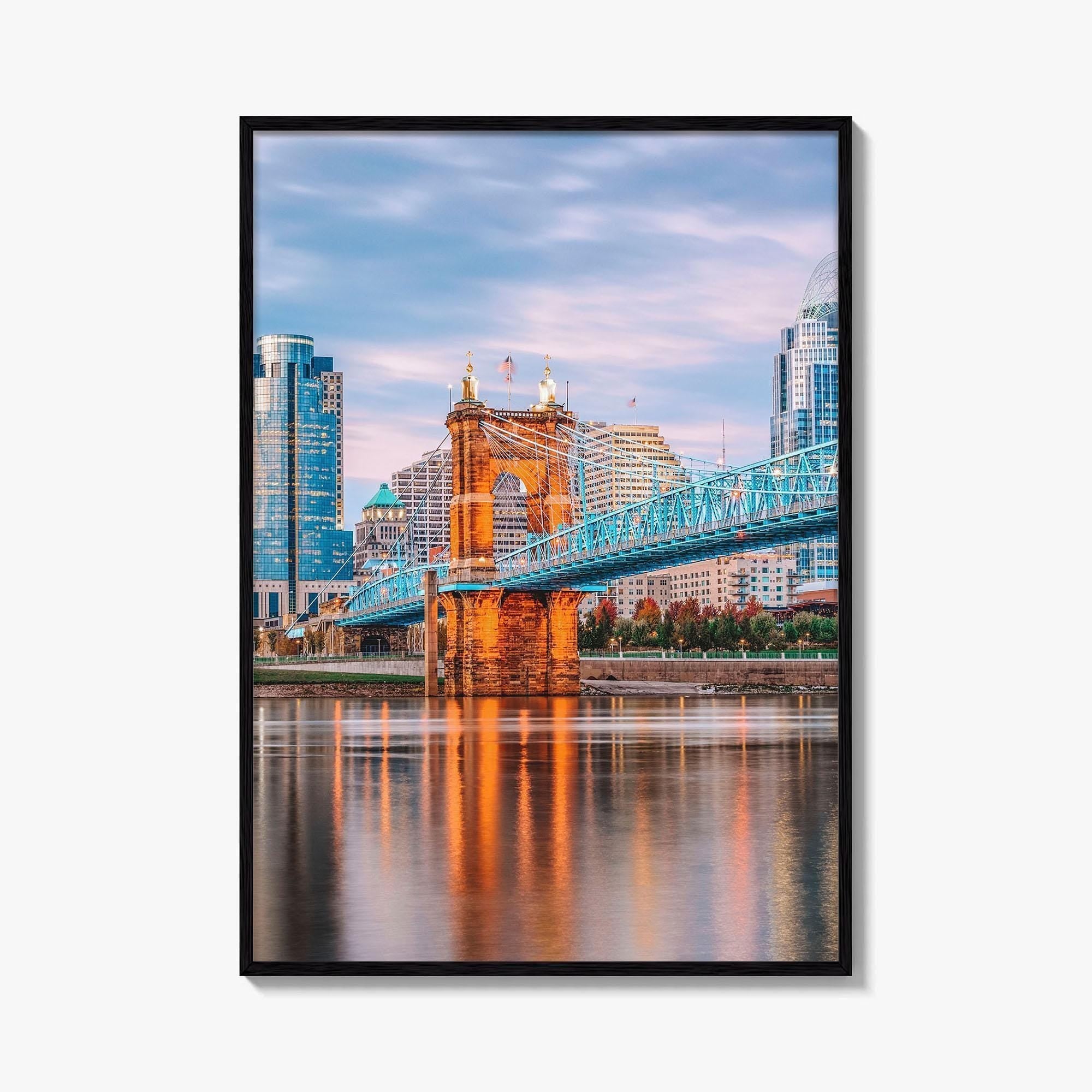 Cincinnati Skyline Fine Art Photo Print, Downtown, Ohio River Bridge, OH USA Wall Poster