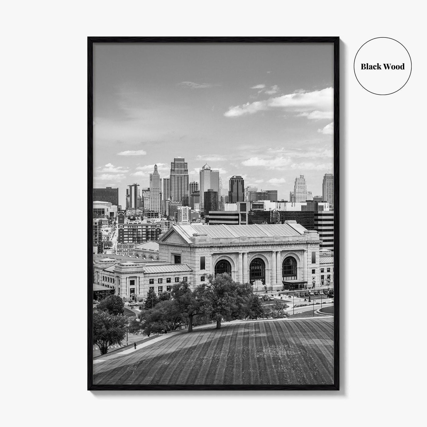 Kansas City Skyline Black and White Fine Art Photo Print, Missouri Union Station Poster