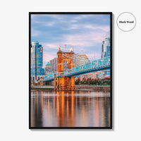 Cincinnati Skyline Fine Art Photo Print, Downtown, Ohio River Bridge, OH USA Wall Poster
