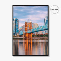 Cincinnati Skyline Fine Art Photo Print, Downtown, Ohio River Bridge, OH USA Wall Poster