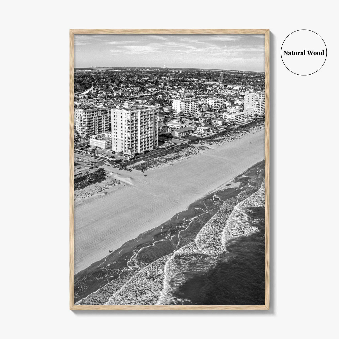 Jacksonville Beach Black and White Fine Art Photo Print, Florida USA, Atlantic Coast, Poster