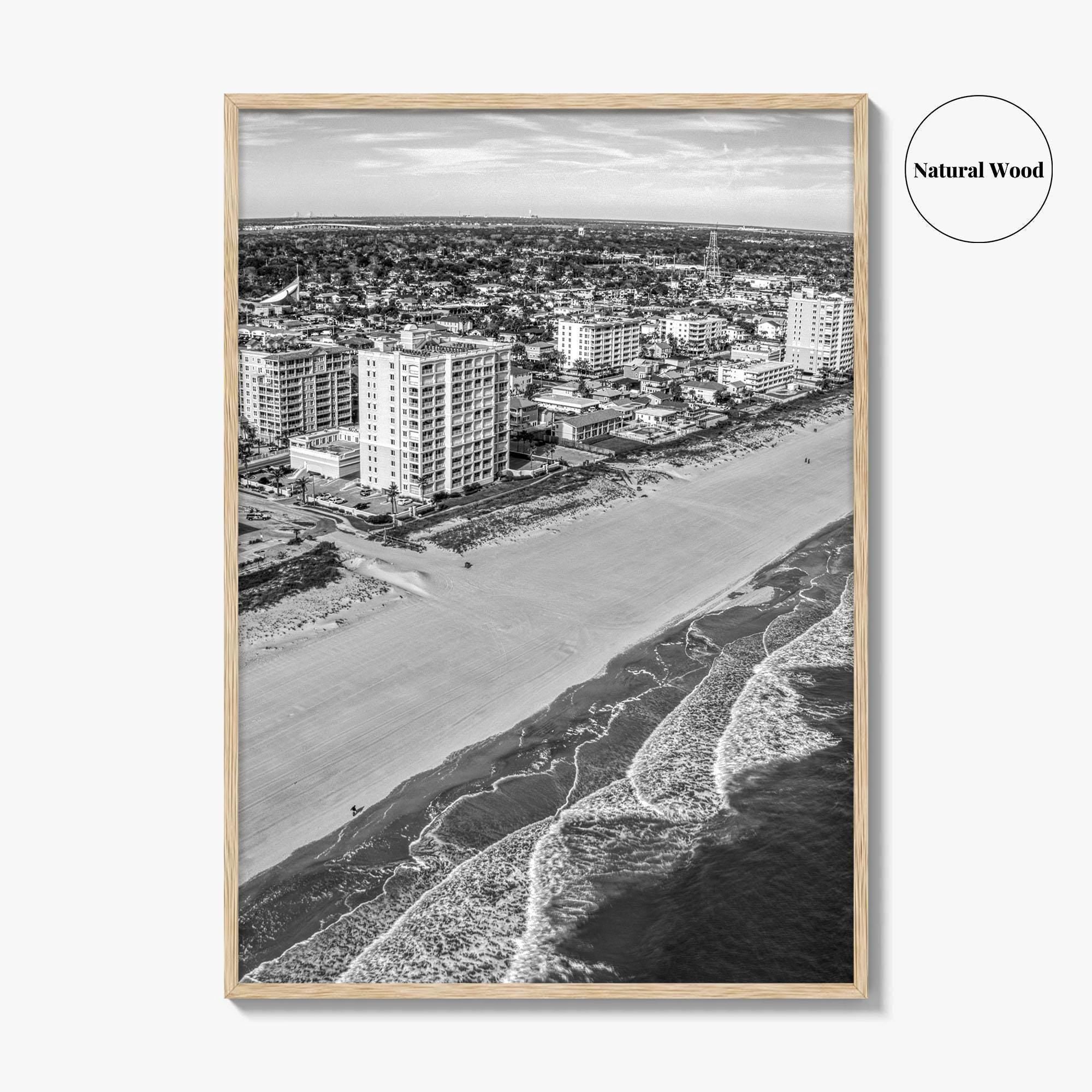 Jacksonville Beach Black and White Fine Art Photo Print, Florida USA, Atlantic Coast, Poster