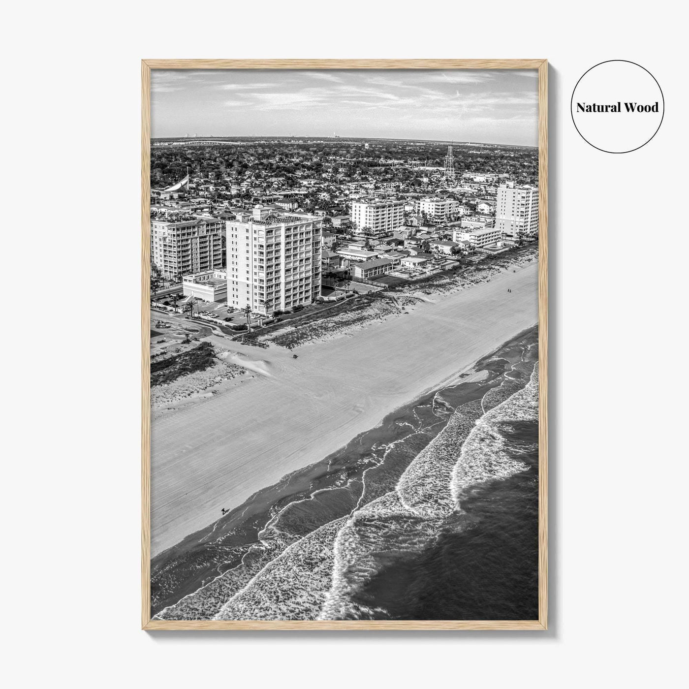 Jacksonville Beach Black and White Fine Art Photo Print, Florida USA, Atlantic Coast, Poster