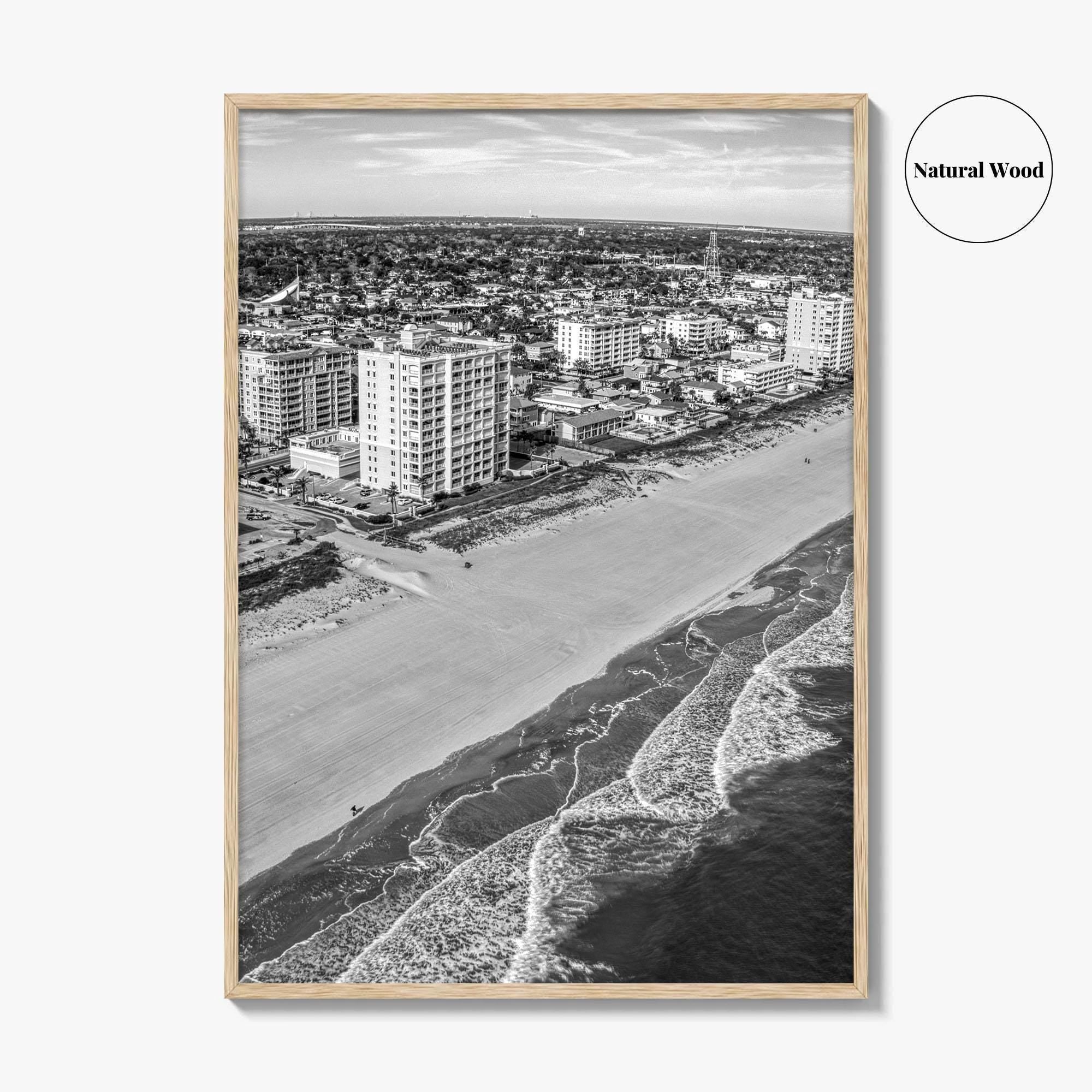 Jacksonville Beach Black and White Fine Art Photo Print, Florida USA, Atlantic Coast, Poster