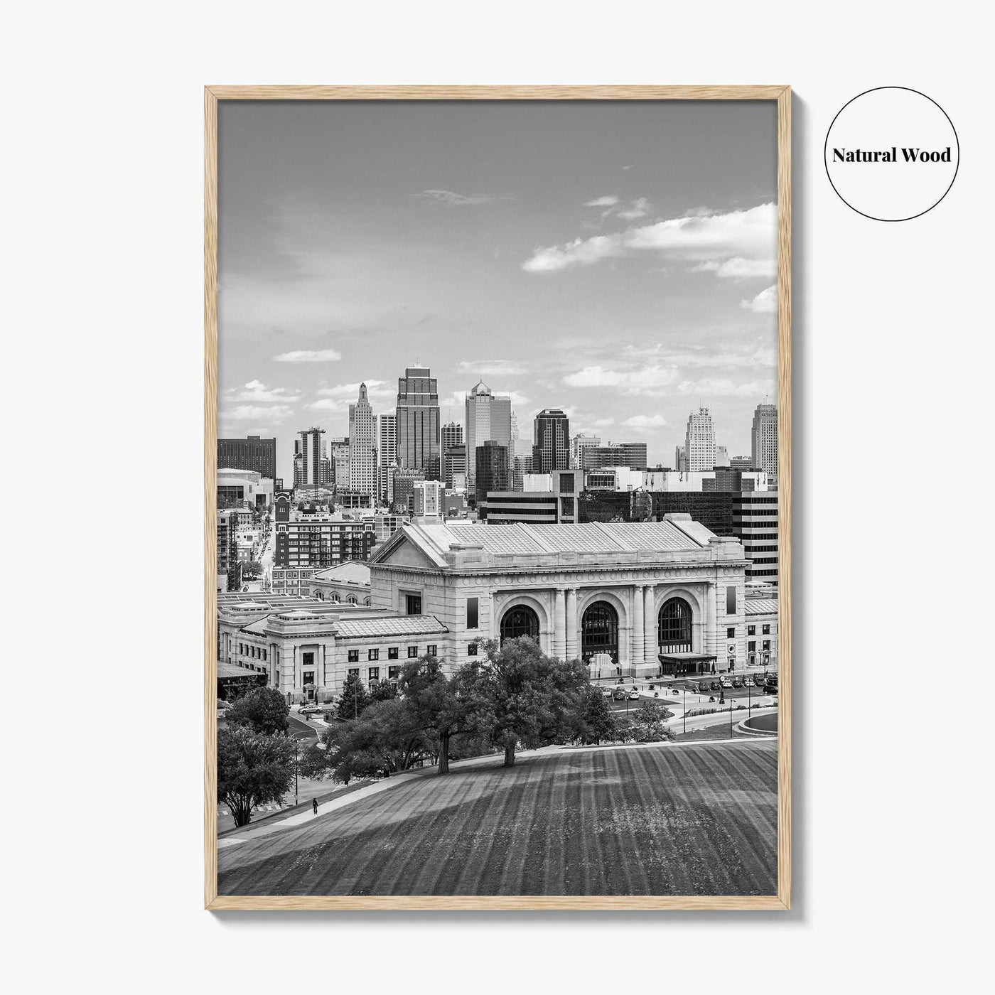 Kansas City Skyline Black and White Fine Art Photo Print, Missouri Union Station Poster