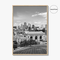 Kansas City Skyline Black and White Fine Art Photo Print, Missouri Union Station Poster