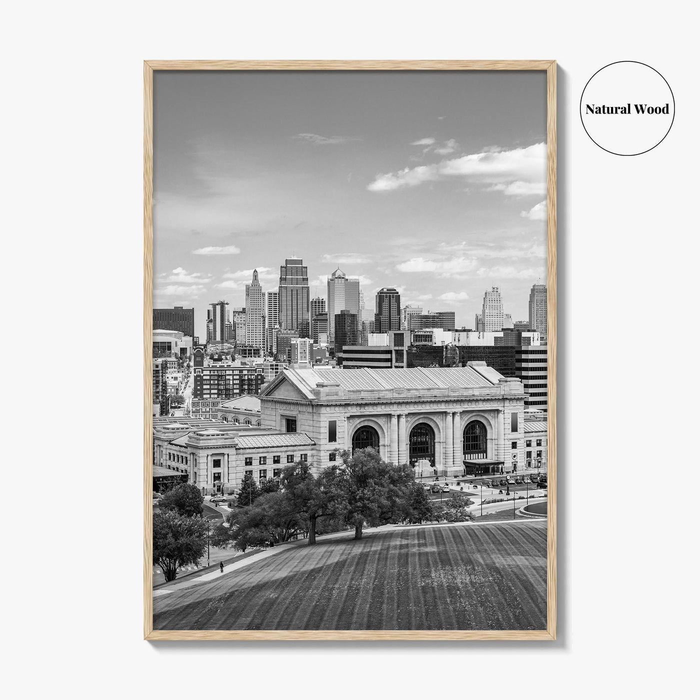 Kansas City Skyline Black and White Fine Art Photo Print, Missouri Union Station Poster