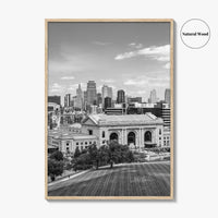 Kansas City Skyline Black and White Fine Art Photo Print, Missouri Union Station Poster