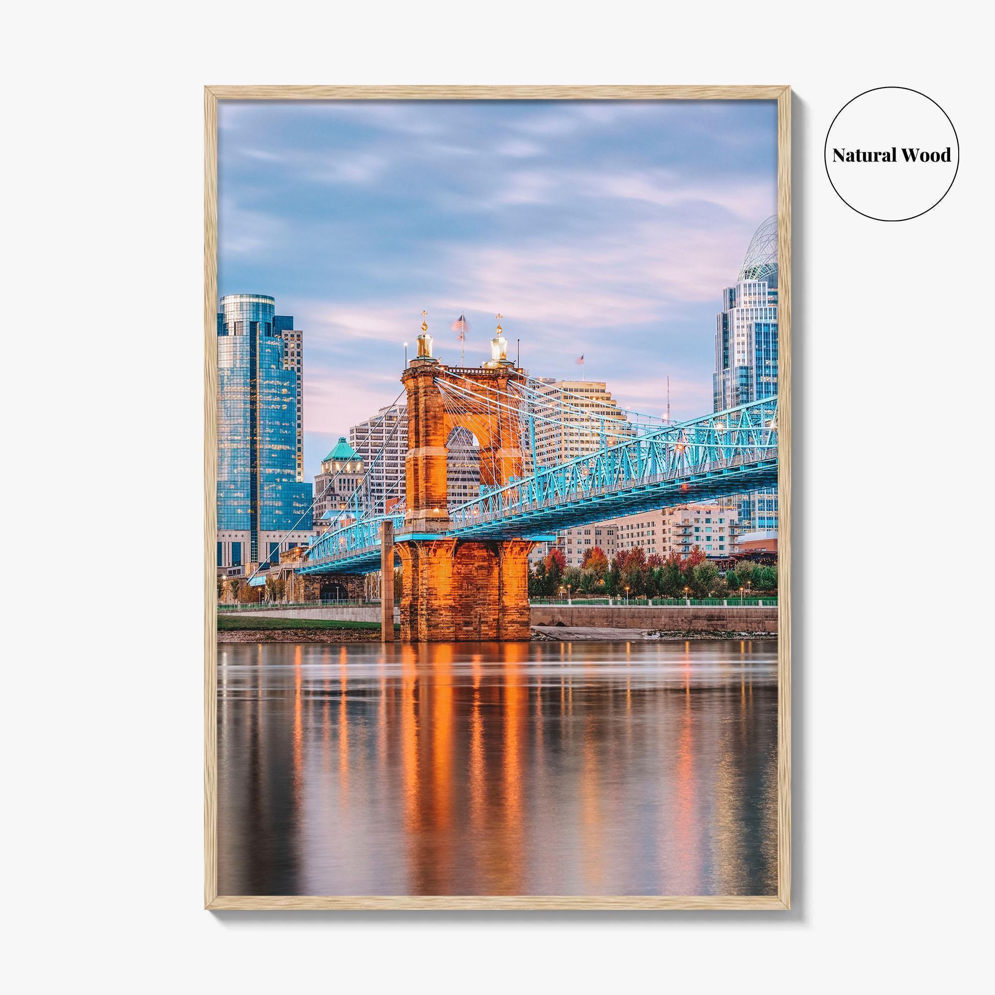 Cincinnati Skyline Fine Art Photo Print, Downtown, Ohio River Bridge, OH USA Wall Poster