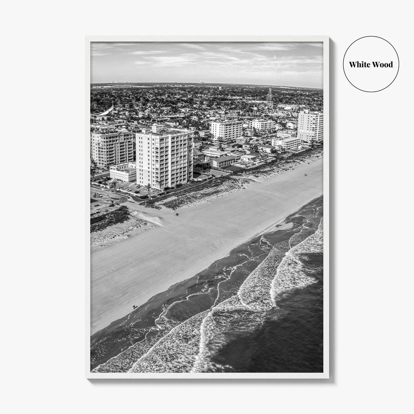 Jacksonville Beach Black and White Fine Art Photo Print, Florida USA, Atlantic Coast, Poster