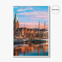 Bremen Fine Art Photo Print, Weser River, Schlachte Promenade, Tall Ships, Germany Poster