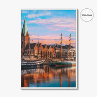 Bremen Fine Art Photo Print, Weser River, Schlachte Promenade, Tall Ships, Germany Poster