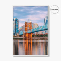 Cincinnati Skyline Fine Art Photo Print, Downtown, Ohio River Bridge, OH USA Wall Poster