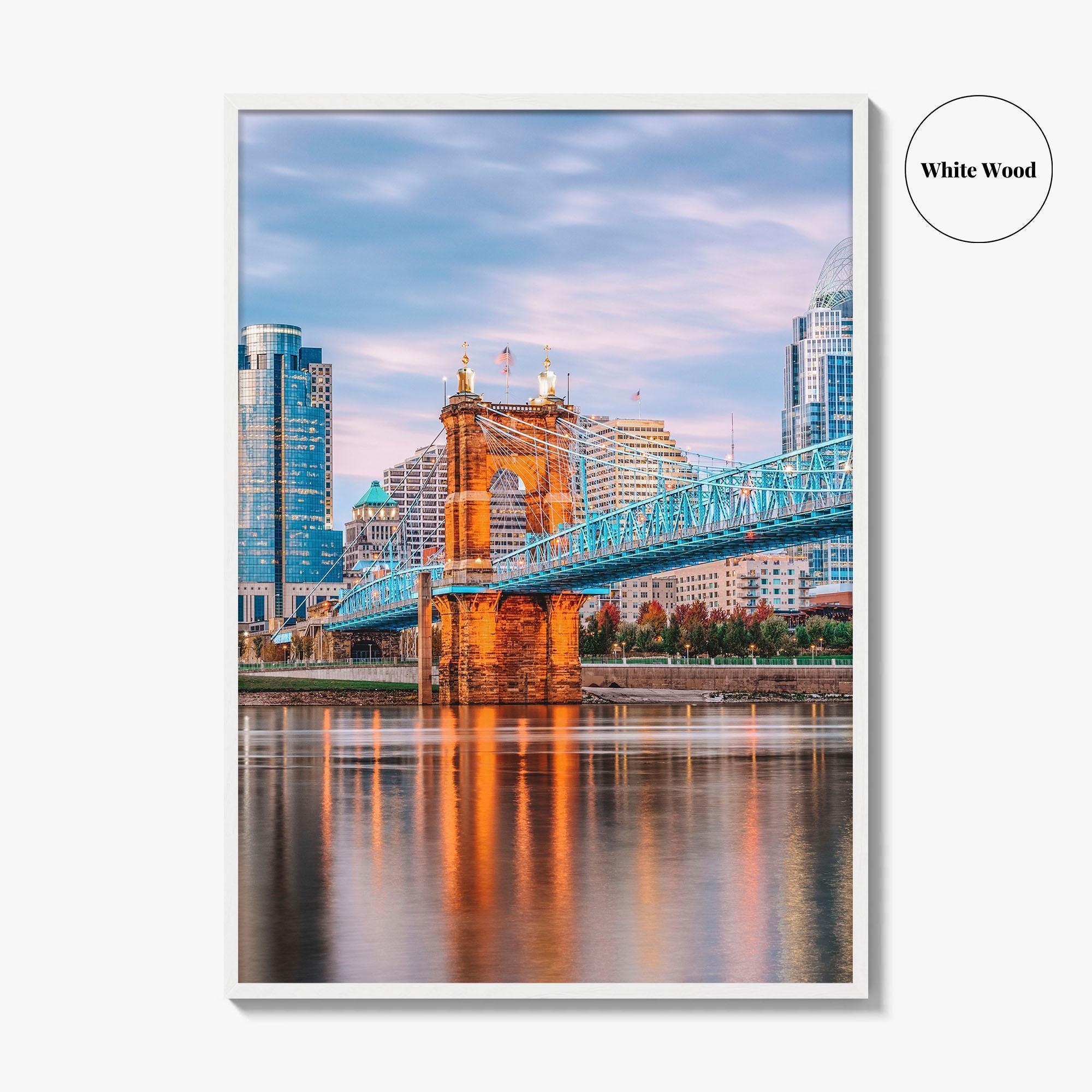 Cincinnati Skyline Fine Art Photo Print, Downtown, Ohio River Bridge, OH USA Wall Poster