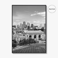 Kansas City Skyline Black and White Fine Art Photo Print, Missouri Union Station Poster