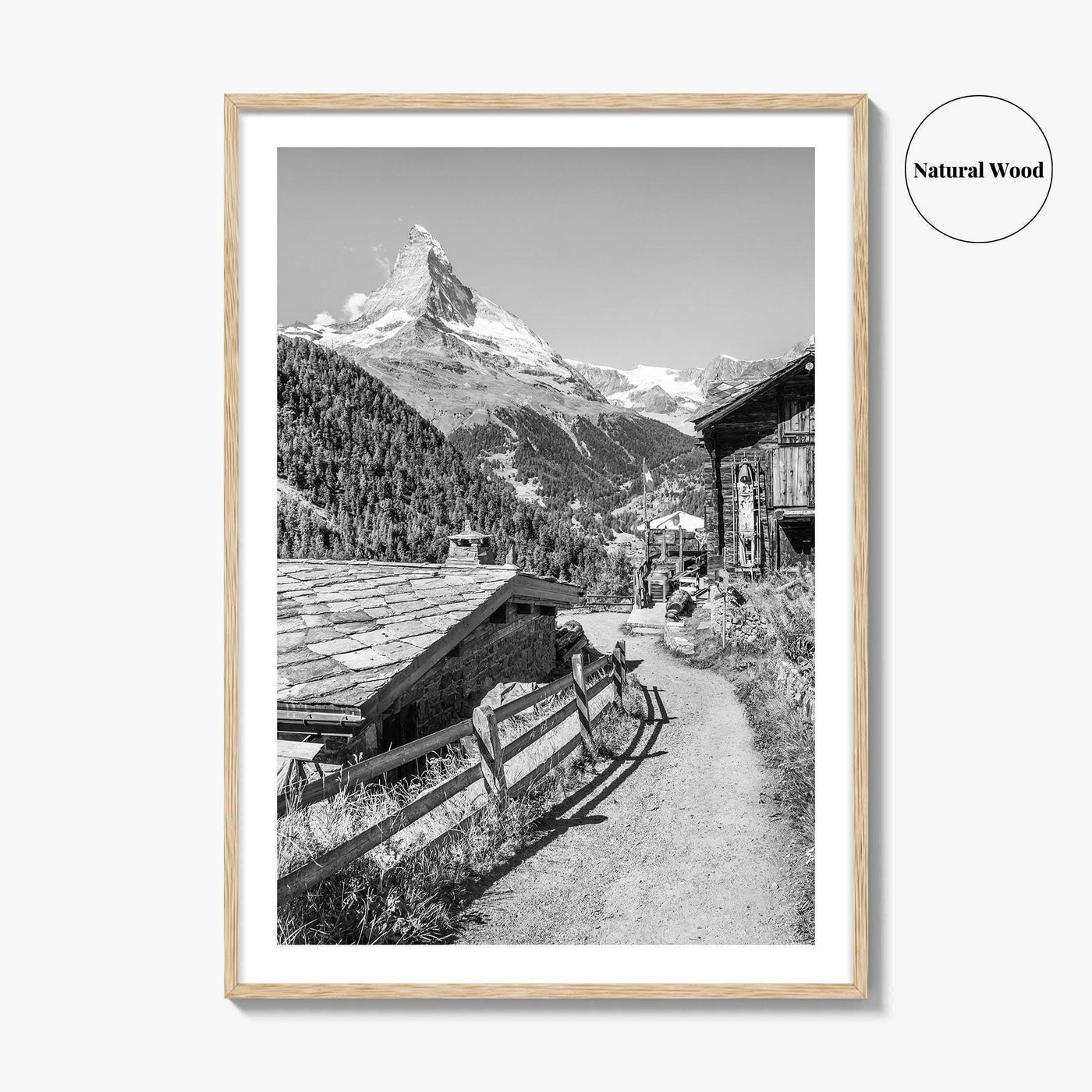 Zermatt Black and White Fine Art Photo Print, Matterhorn Swiss Alps Poster