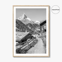 Zermatt Black and White Fine Art Photo Print, Matterhorn Swiss Alps Poster