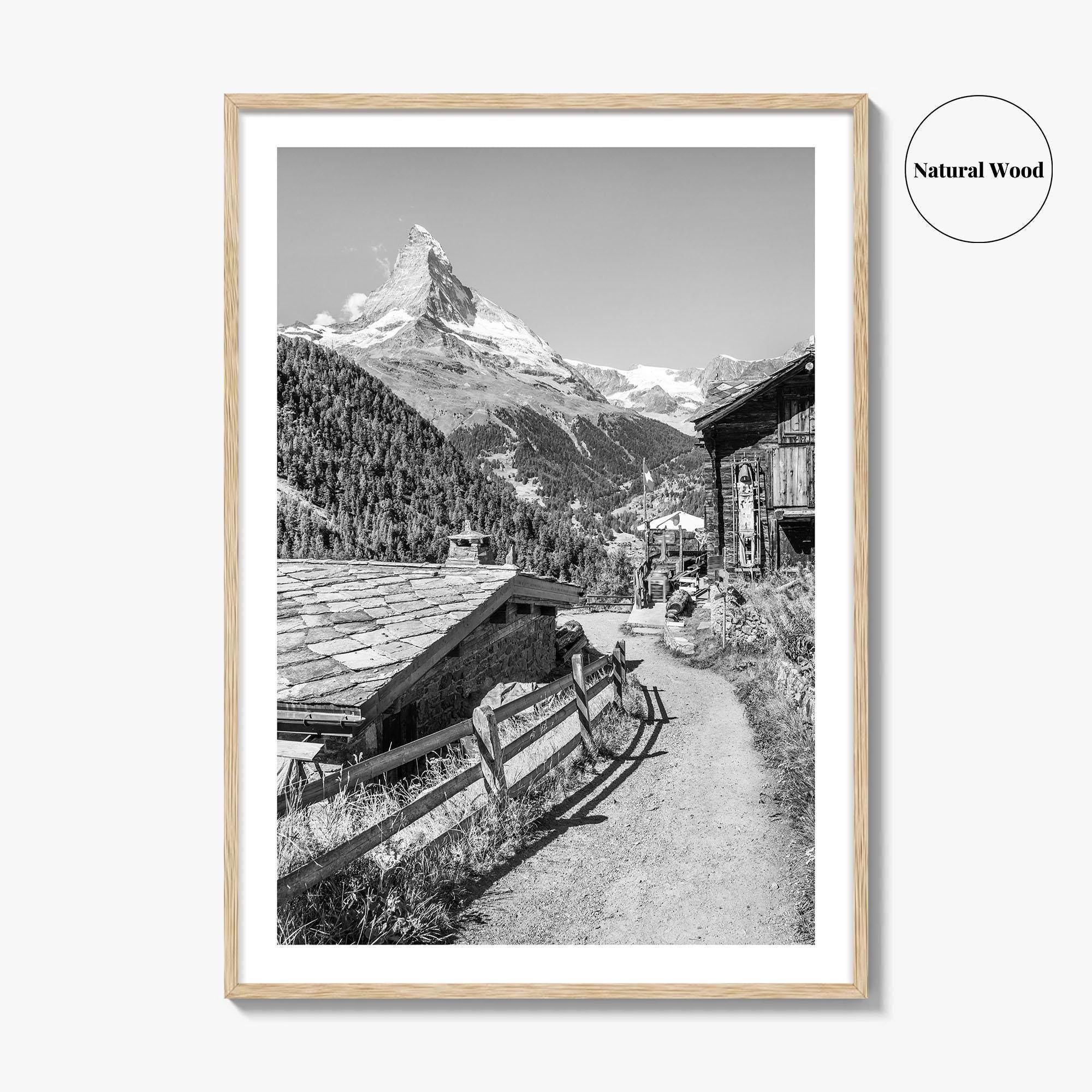 Zermatt Black and White Fine Art Photo Print, Matterhorn Swiss Alps Poster