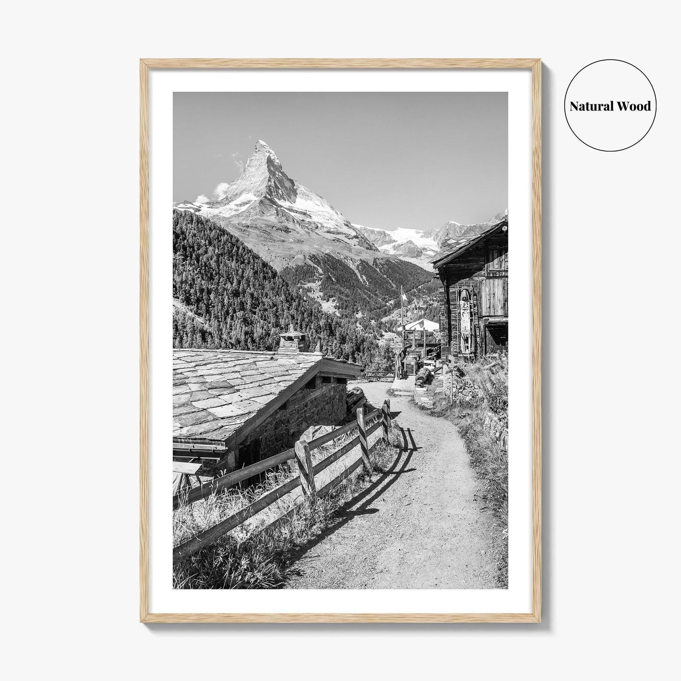 Zermatt Black and White Fine Art Photo Print, Matterhorn Swiss Alps Poster