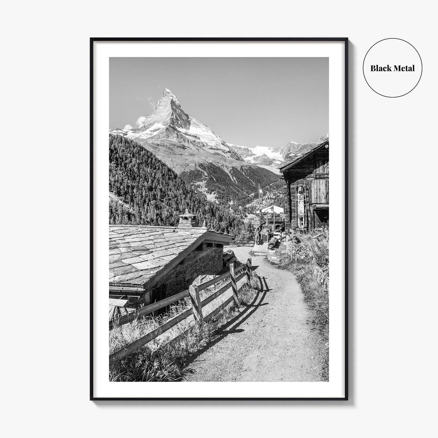 Zermatt Black and White Fine Art Photo Print, Matterhorn Swiss Alps Poster