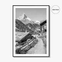 Zermatt Black and White Fine Art Photo Print, Matterhorn Swiss Alps Poster