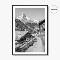 Zermatt Black and White Fine Art Photo Print, Matterhorn Swiss Alps Poster