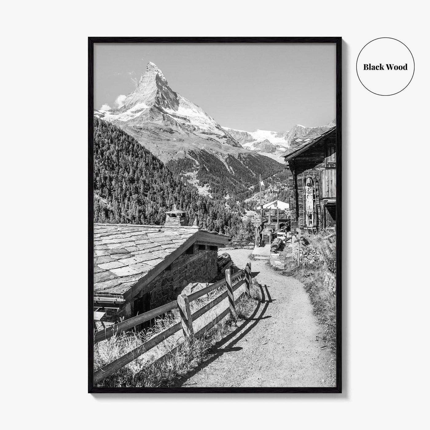 Zermatt Black and White Fine Art Photo Print, Matterhorn Swiss Alps Poster