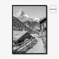 Zermatt Black and White Fine Art Photo Print, Matterhorn Swiss Alps Poster