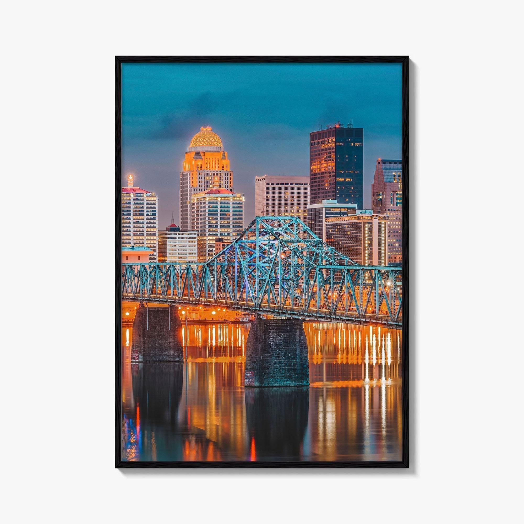 Louisville Skyline Fine Art Photo Print, Kentucky Downtown, Ohio River, USA Wall Decor Poster