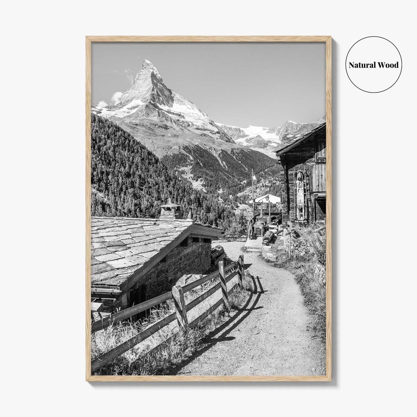 Zermatt Black and White Fine Art Photo Print, Matterhorn Swiss Alps Poster