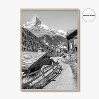 Zermatt Black and White Fine Art Photo Print, Matterhorn Swiss Alps Poster