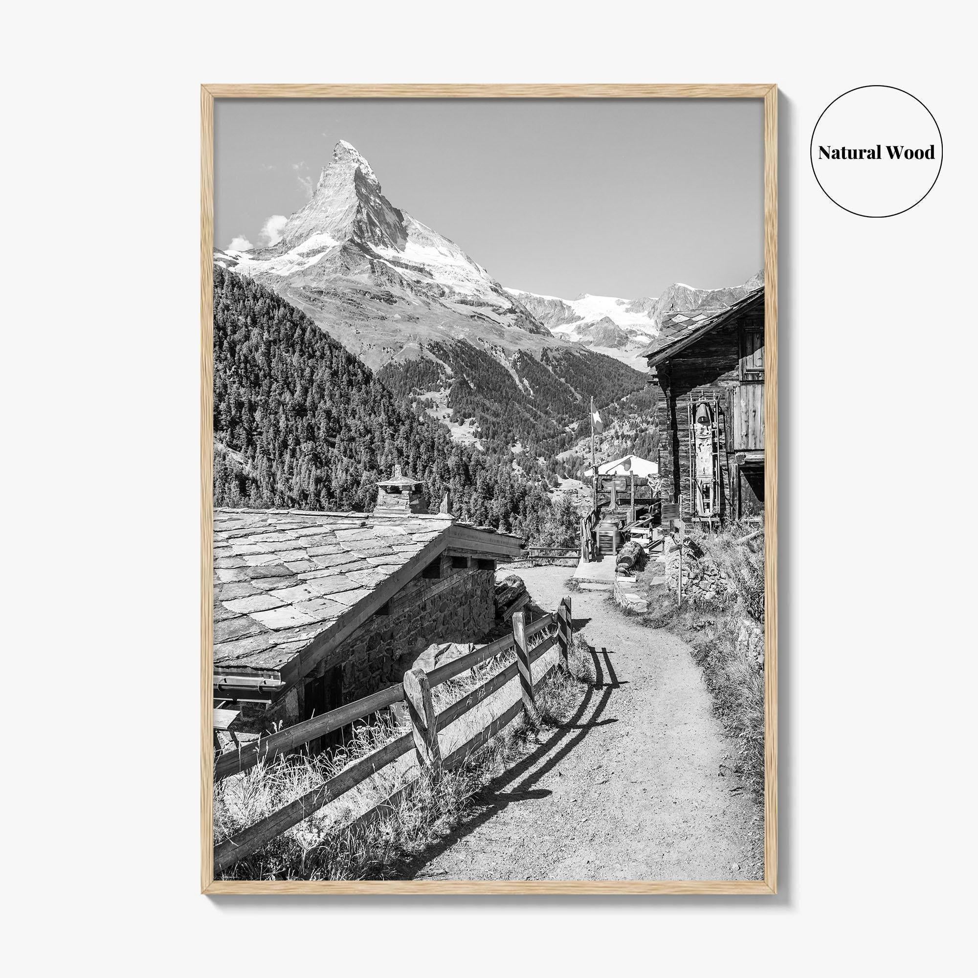 Zermatt Black and White Fine Art Photo Print, Matterhorn Swiss Alps Poster