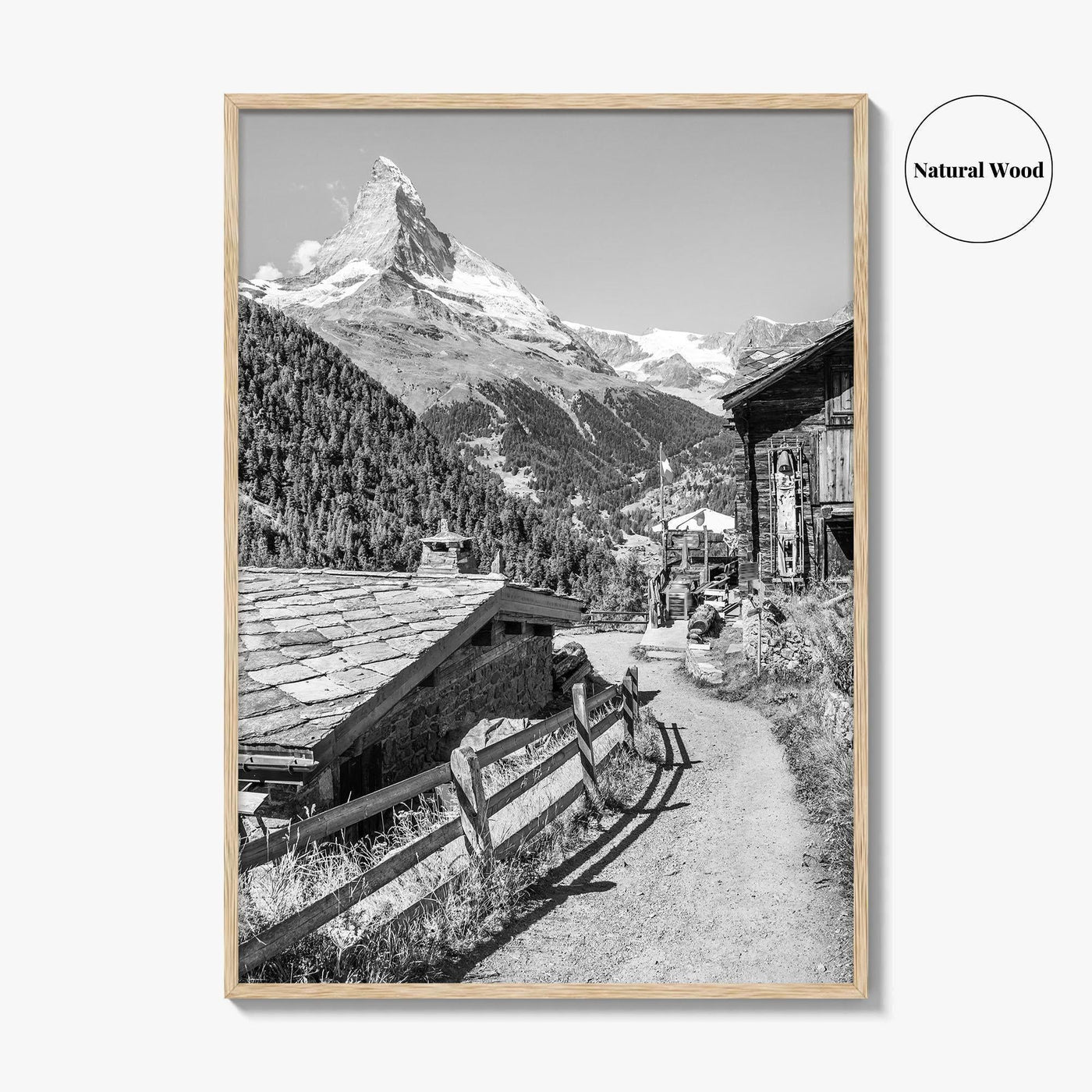 Zermatt Black and White Fine Art Photo Print, Matterhorn Swiss Alps Poster