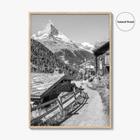 Zermatt Black and White Fine Art Photo Print, Matterhorn Swiss Alps Poster