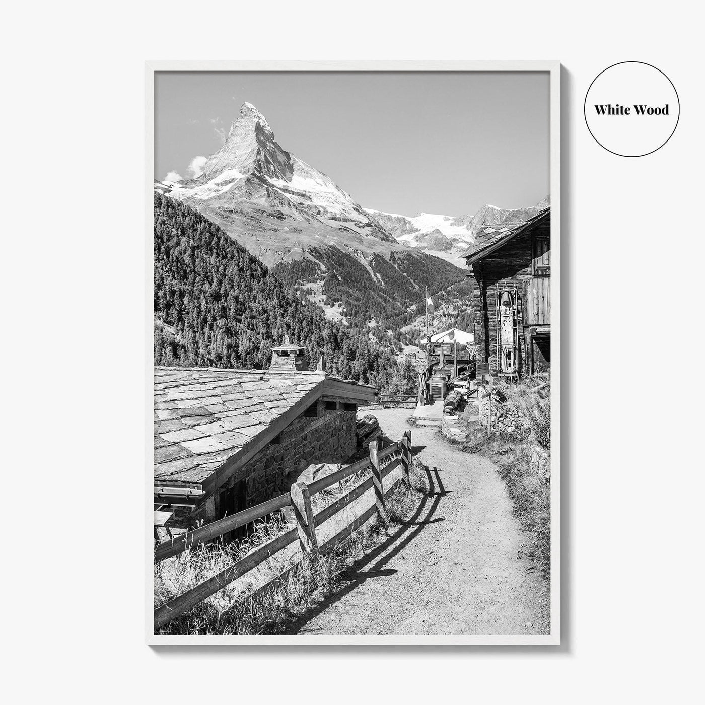 Zermatt Black and White Fine Art Photo Print, Matterhorn Swiss Alps Poster