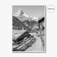 Zermatt Black and White Fine Art Photo Print, Matterhorn Swiss Alps Poster