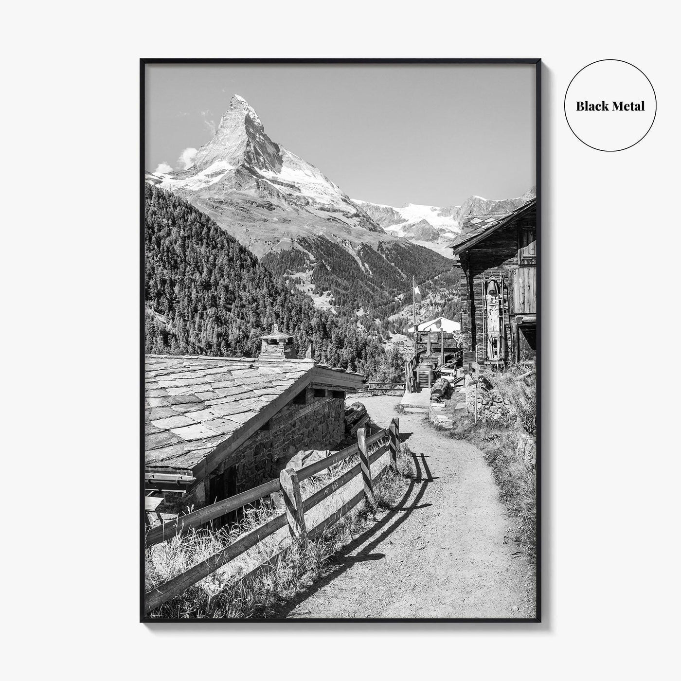 Zermatt Black and White Fine Art Photo Print, Matterhorn Swiss Alps Poster