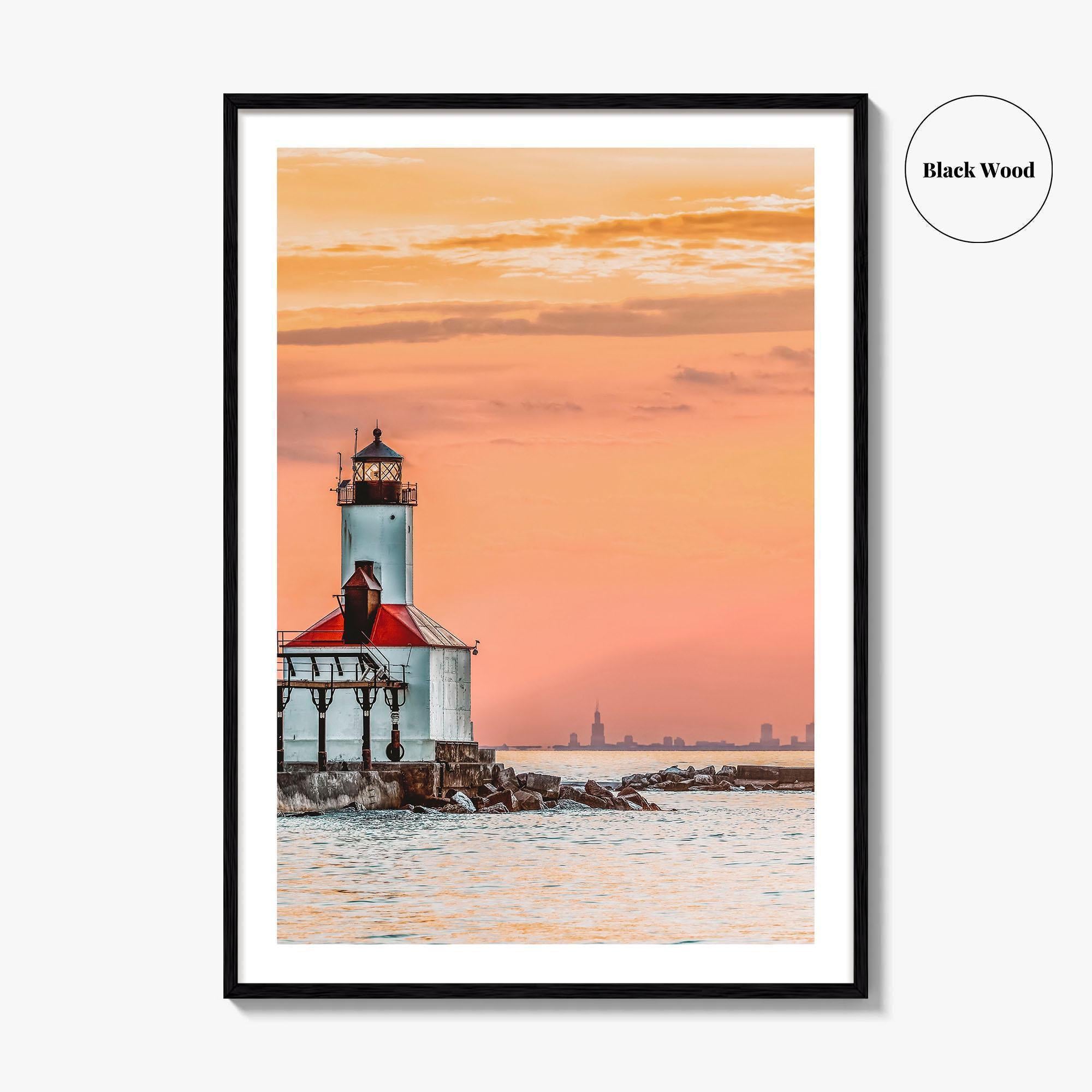 Michigan City Skyline Fine Art Photo Print, Indiana, Lighthouse, Chicago, USA, Wall Decor, Poster