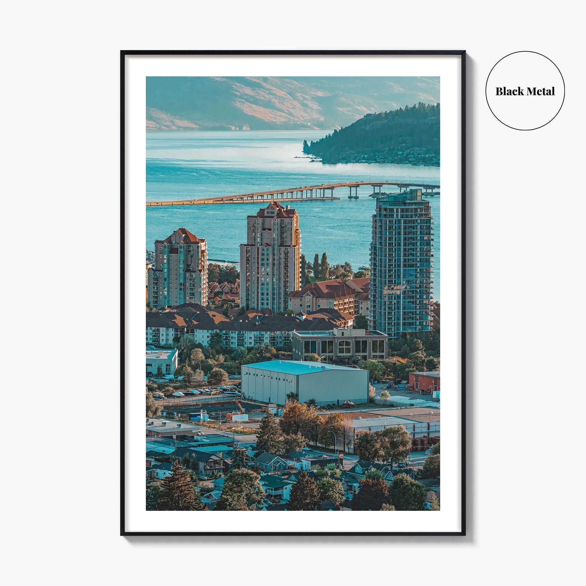 Kelowna Skyline Fine Art Photo Print, Okanagan Lake, Knox Mountain, British Columbia Poster
