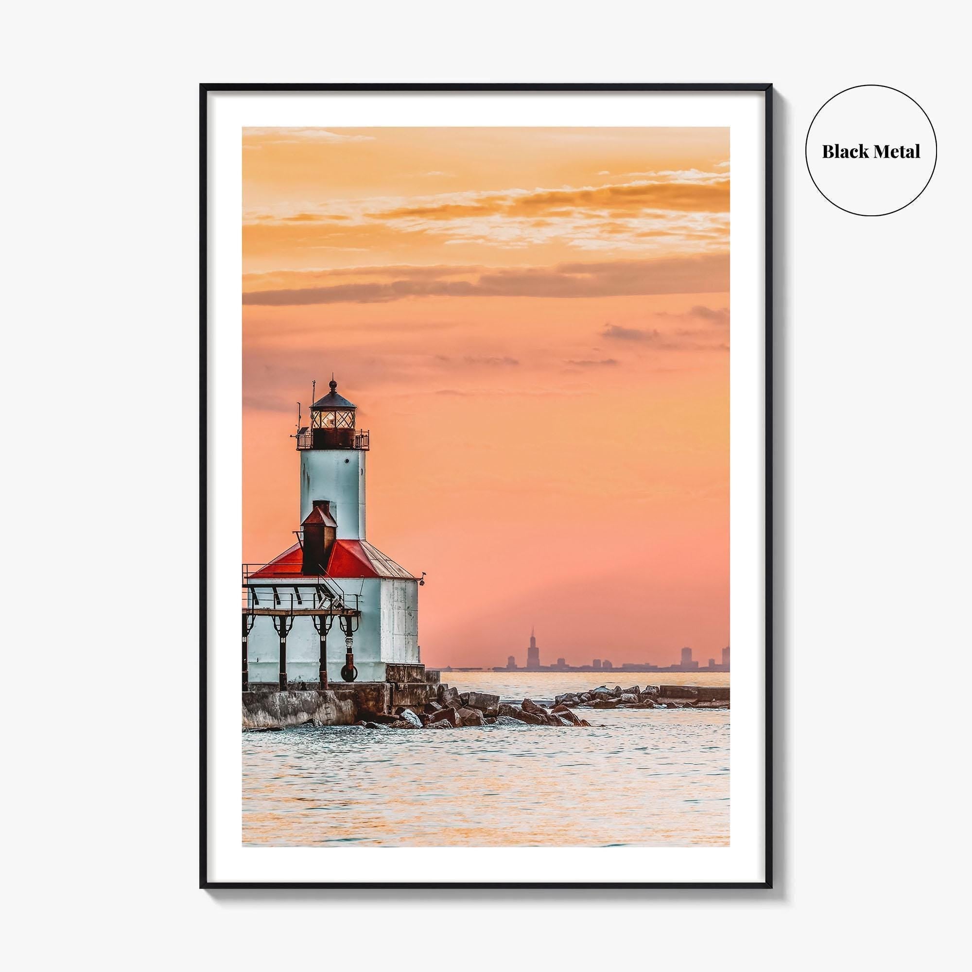 Michigan City Skyline Fine Art Photo Print, Indiana, Lighthouse, Chicago, USA, Wall Decor, Poster