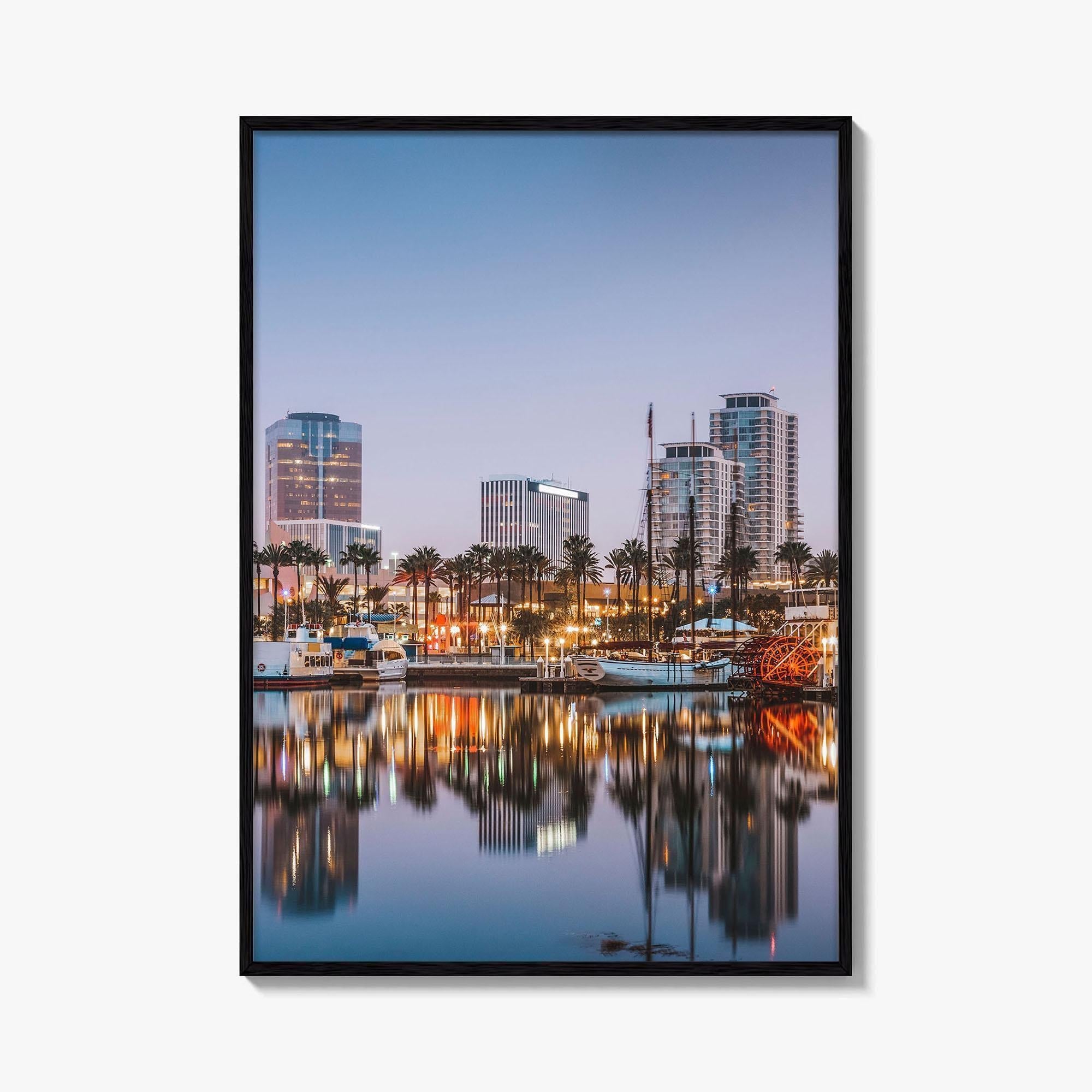 Long Beach Skyline Fine Art Photo Print, California USA, Wall Decor Poster