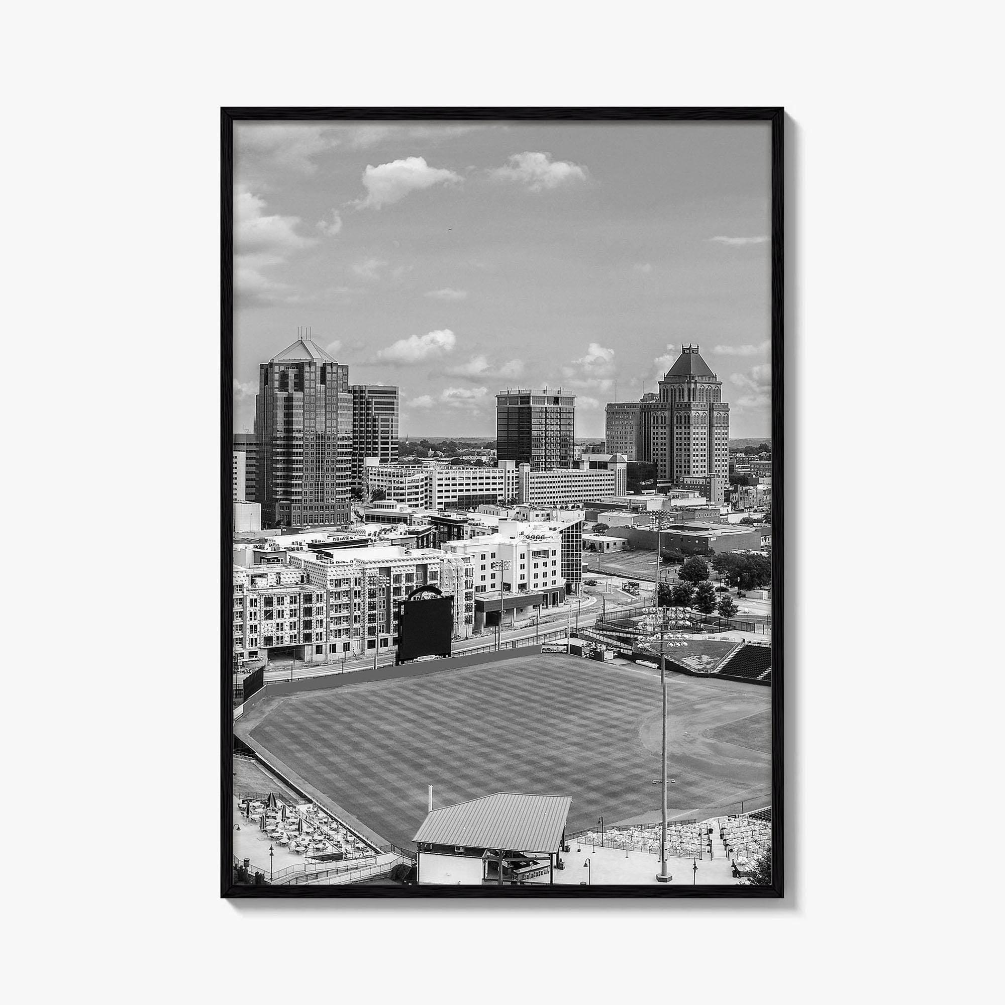Greensboro Skyline Black and White Fine Art Photo Print, Downtown NC Poster, USA