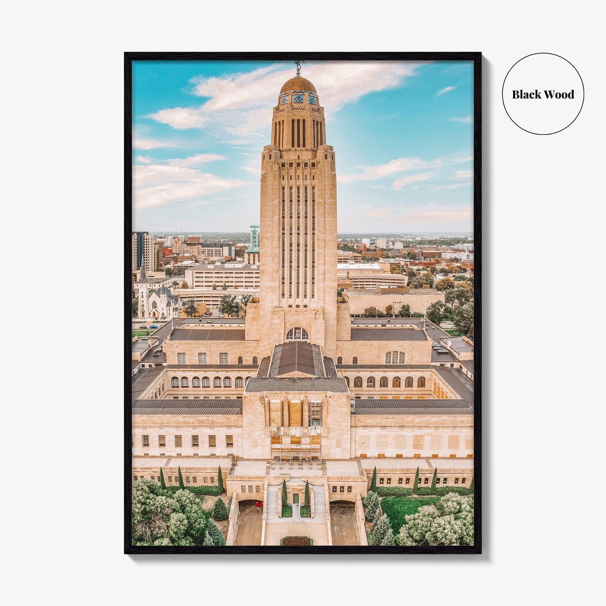 Lincoln Fine Art Photo Print, Nebraska State Capitol Poster, Downtown Wall Decor, USA
