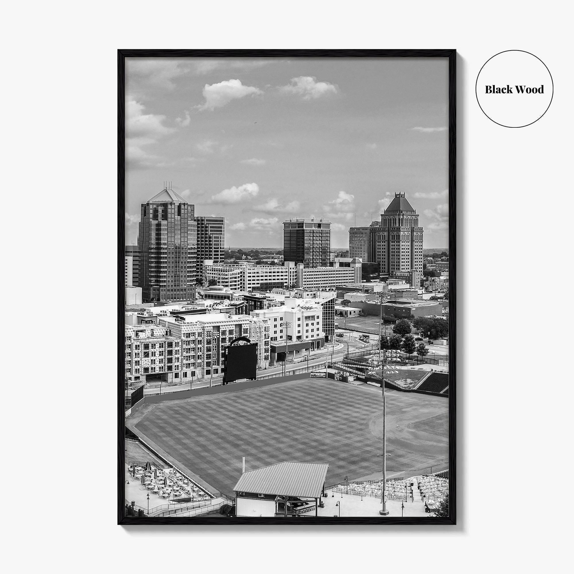 Greensboro Skyline Black and White Fine Art Photo Print, Downtown NC Poster, USA
