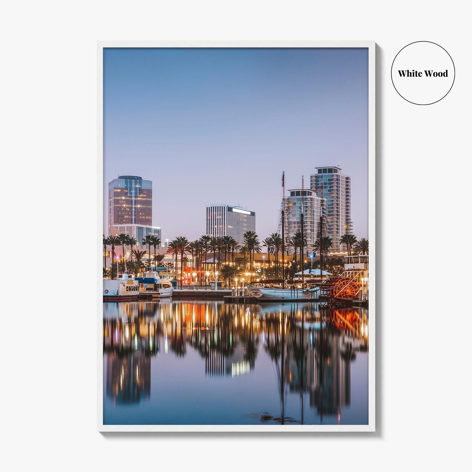 Long Beach Skyline Fine Art Photo Print, California USA, Wall Decor Poster