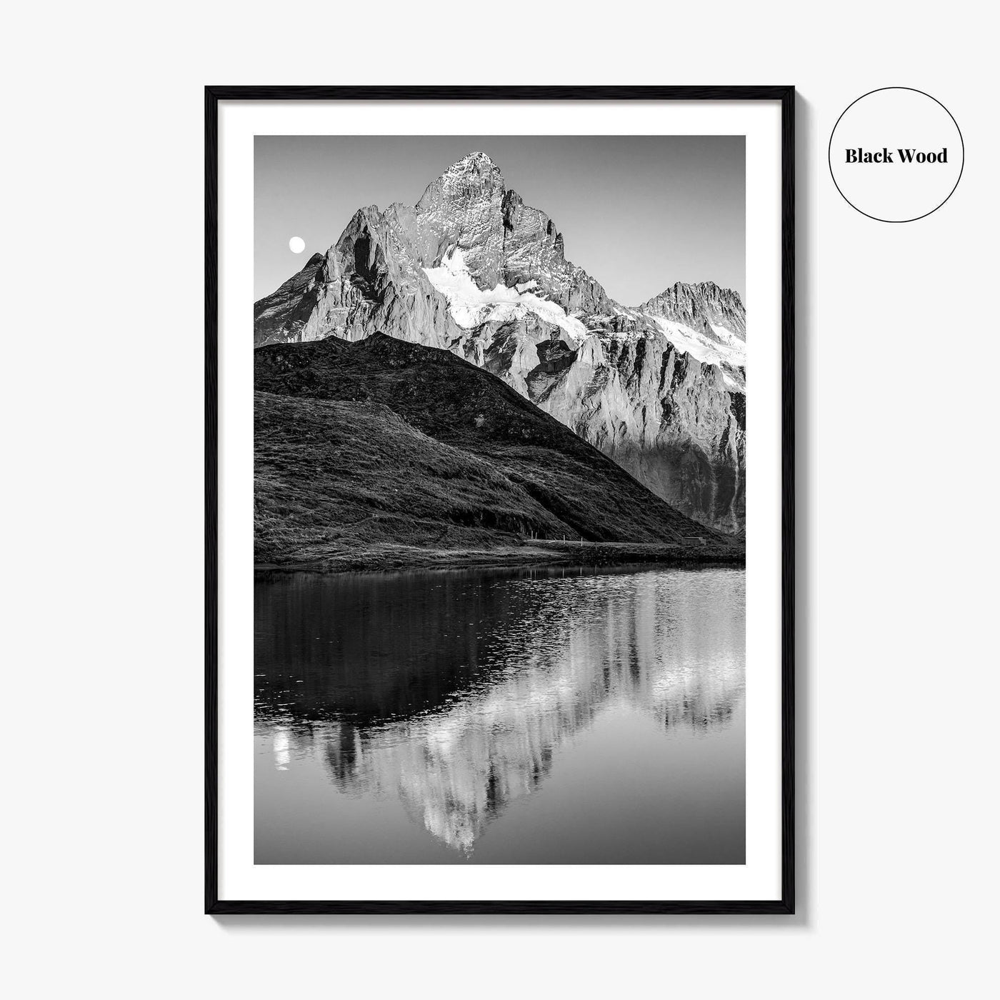 Bachalpsee Black and White Fine Art Photo Print, Bachalp Lake, Grindelwald, Switzerland Poster
