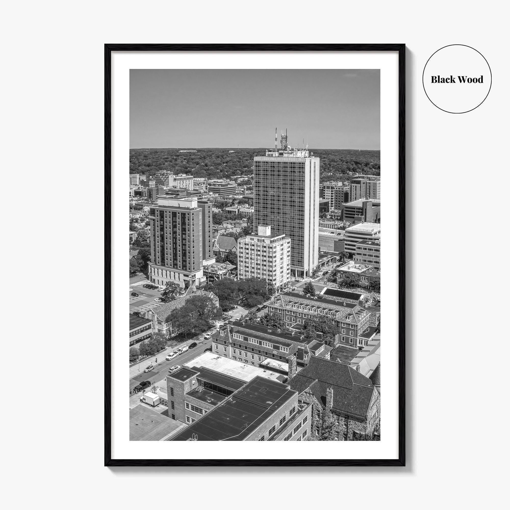 Ann Arbor Skyline Black and White Fine Art Photo Print, Michigan Poster